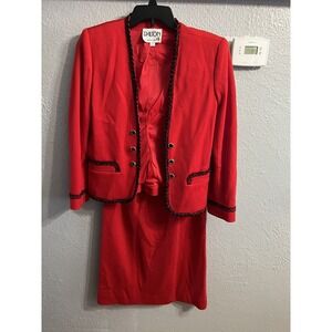 Women's Red And Black Dolton‎ Skirt And Blazer Size 8